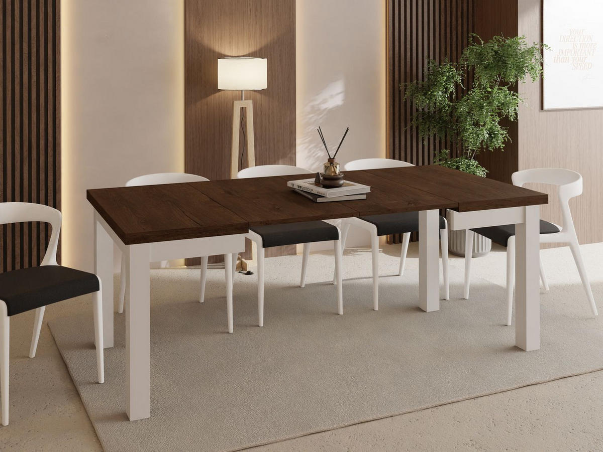 ESSTISCH Toren Weiß ausziehbar verlängerbar quadratisch, Eiche Braun Rustikal 100-200/100/76.5 cm - Alteiche/Weiß, Holz/Holzwerkstoff (100/100/77cm) - WFL GROUP