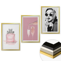 WANDBILDER 3er Set - 40x60 cm Goldrahmen - Stilvolle pinkfarbene Accessoires - Goldfarben, Kunststoff (40/60cm) - ArtPrintCave
