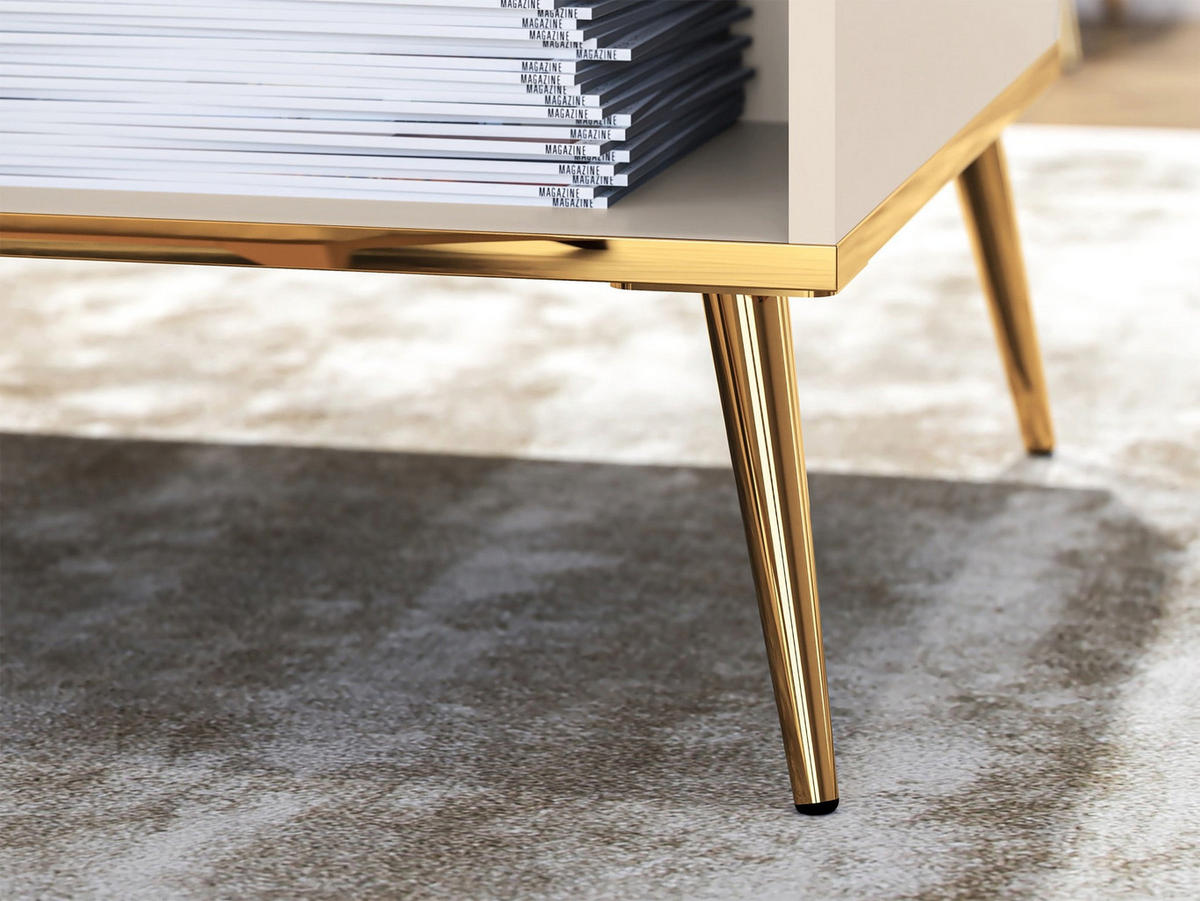 COUCHTISCH Selgin Greige 60x90 cm - Beige/Goldfarben, Holzwerkstoff/Metall (60/90/41.9cm) - Selsey