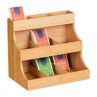 TEE-ORGANIZER - Hellbraun, Holz (26/24/17.5cm) - Relaxdays