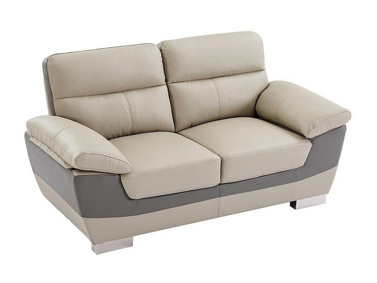 SOFA - 2 Personen - leder - taupe Francesca - Taupe, Leder/Metall (170/86/85cm) - Vente-Unique