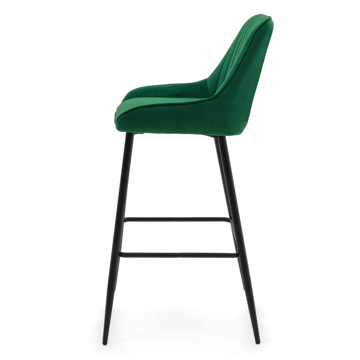 BARHOCKER PASSO gepolstert mit Steppung - grün - Samt Velours - Schwarz/Grün, Metall (50/102/55cm) - NEW HOME
