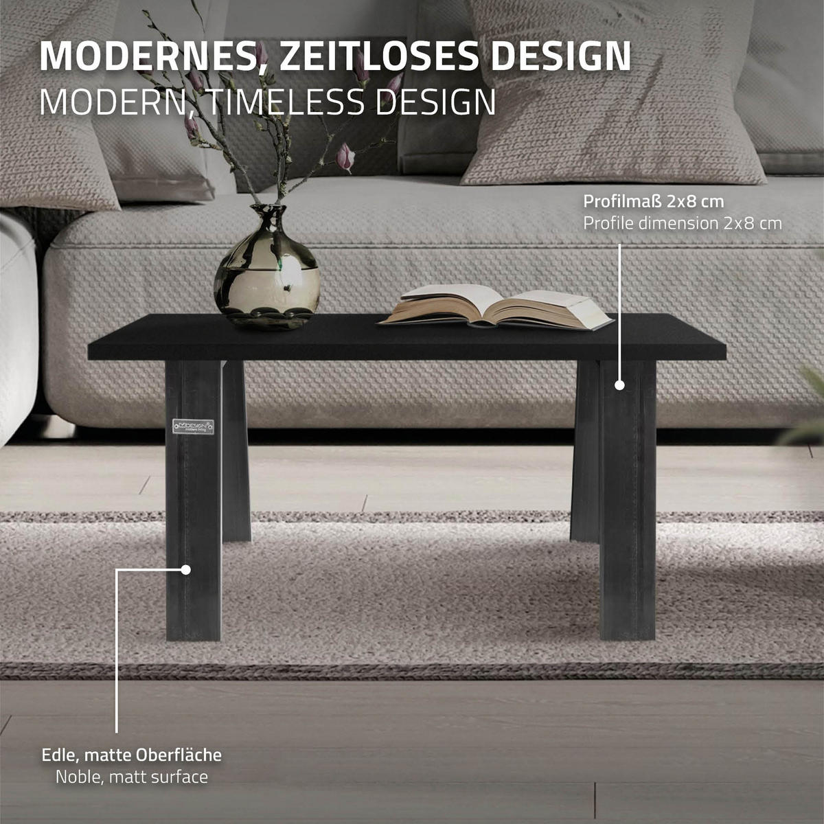 TISCHBEINE 2er Set Loft 44 x 42 cm Industrial - Anthrazit, Metall (44/42/8cm) - ML-DESIGN