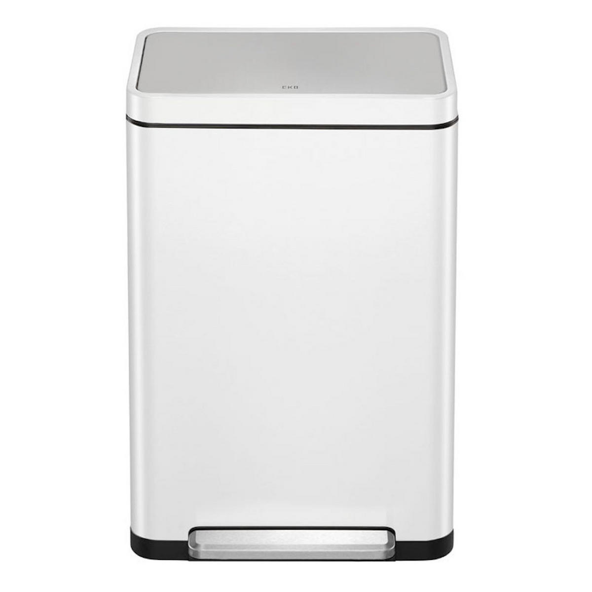 MÜLLEIMER Stilvoller Rechteckiger Mit Extra Breitem Pedal & Gedämpften Stay Open Deckel 65,2 x 43,3 x 33,4 cm 45 Liter Weiß - Weiß, Metall (43.3/65.2/33.4cm) - PROREGAL