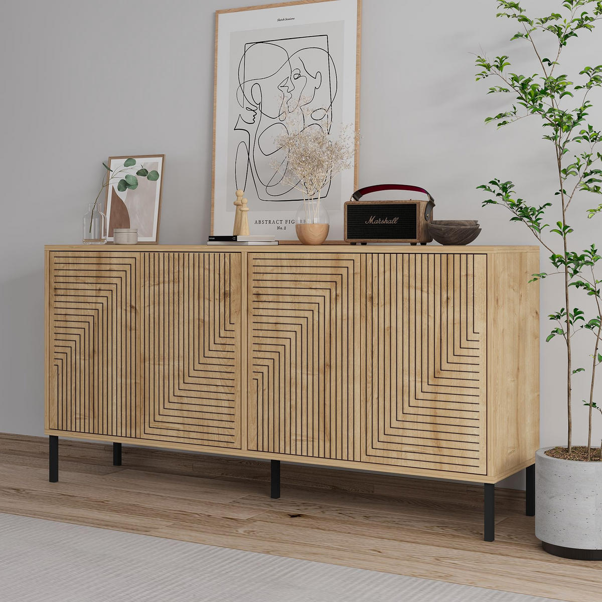 BUFFETSCHRANK evolet beige - Beige, Holz (36/75/150cm) - Habitat Garten