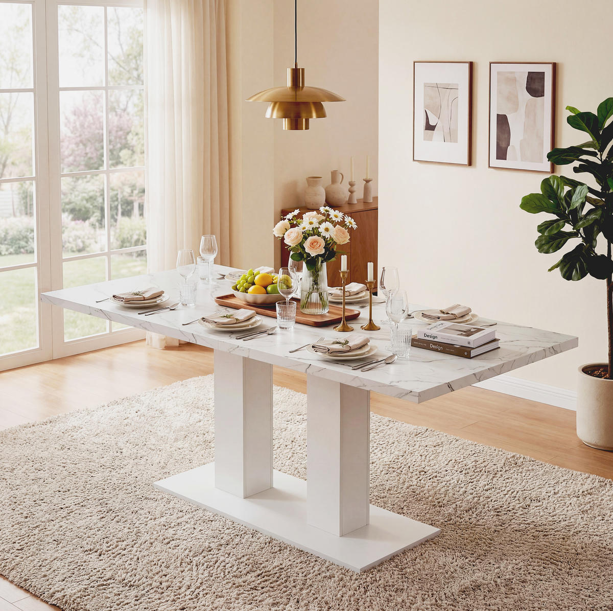 ESSTISCH aus MDF 140/180x70 cm Weiß mit Ausziehfunktion und 30 mm starker Tischplatte - Weiß, Holzwerkstoff (180/70/75cm) - Modfu
