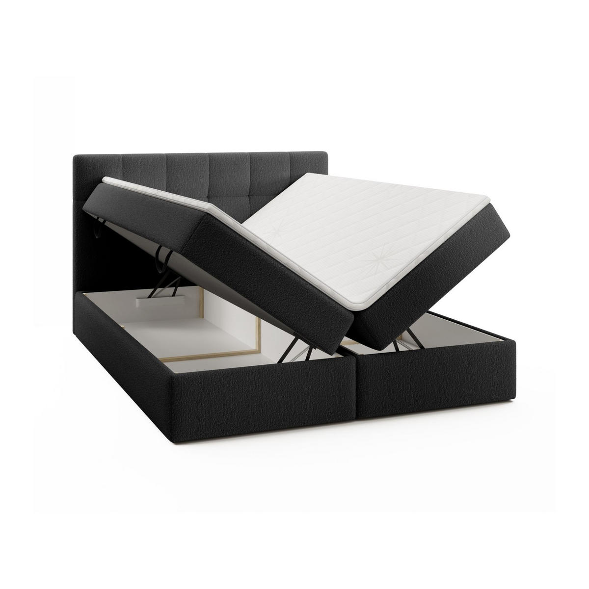BOXBETT Arturo In Freya - Schwarz, Holzwerkstoff/Textil (160/200cm) - Fun Möbel