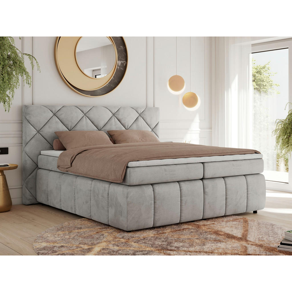 Thumbnail - Xxxl Boxbett, Hellgrau, Textil, 2-Sitzer, H3, Rechteckig, 160x200 cm, Oeko-Tex®, Schlafzimmer, Betten, Boxspringbetten