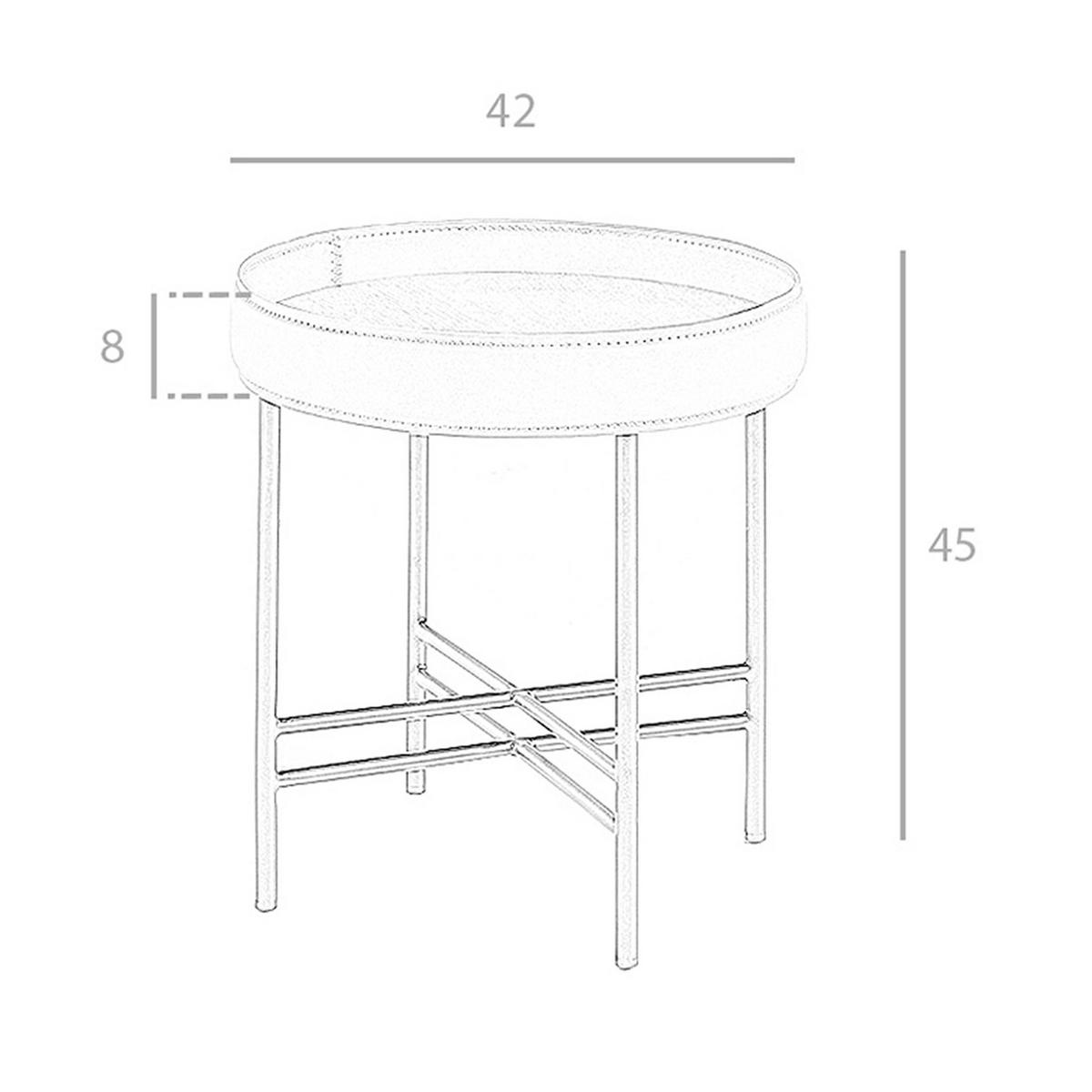 ECKTISCH Runder aus Ökoleder, Nussbaum und schwarzem Stahl Ø42/45 cm - Walnussfarben/Schwarz, Holz/Holzwerkstoff (42/42/45cm) - ANGEL CERDA