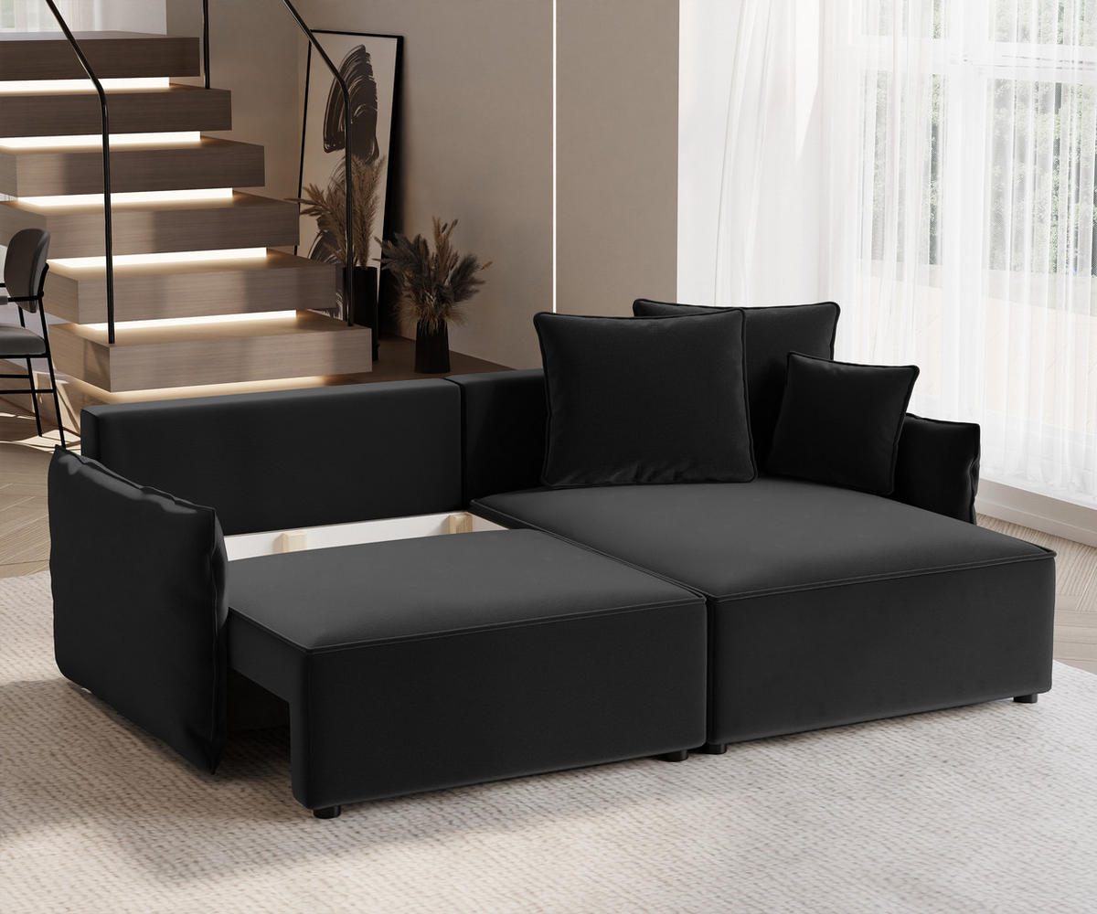 ECKSOFA LEON mit Schlaffunktion und Bettkasten Anthrazit - Anthrazit, Holzwerkstoff/Kunststoff (250/90cm) - Idohome