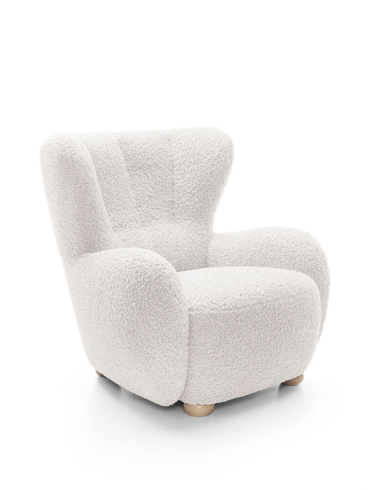 SESSEL MIST, Polstersessel Klassisch Loungesessel, Bucle-Stoff Weiß - Weiß, Holz/Holzwerkstoff (88/91/100cm) - MASSENO