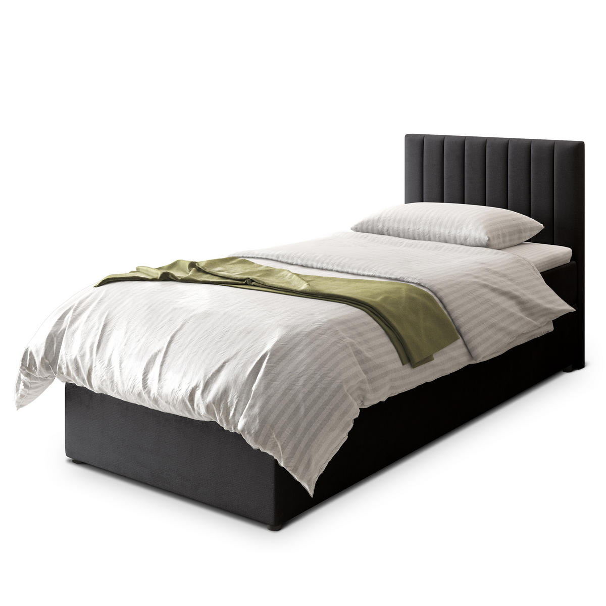 POSTEL BOXSPRING BRESEL 90x200 cm, s matrací a úložným prostorem, černá - černá, kompozitní dřevo/textil (90/200cm) - MASSENO