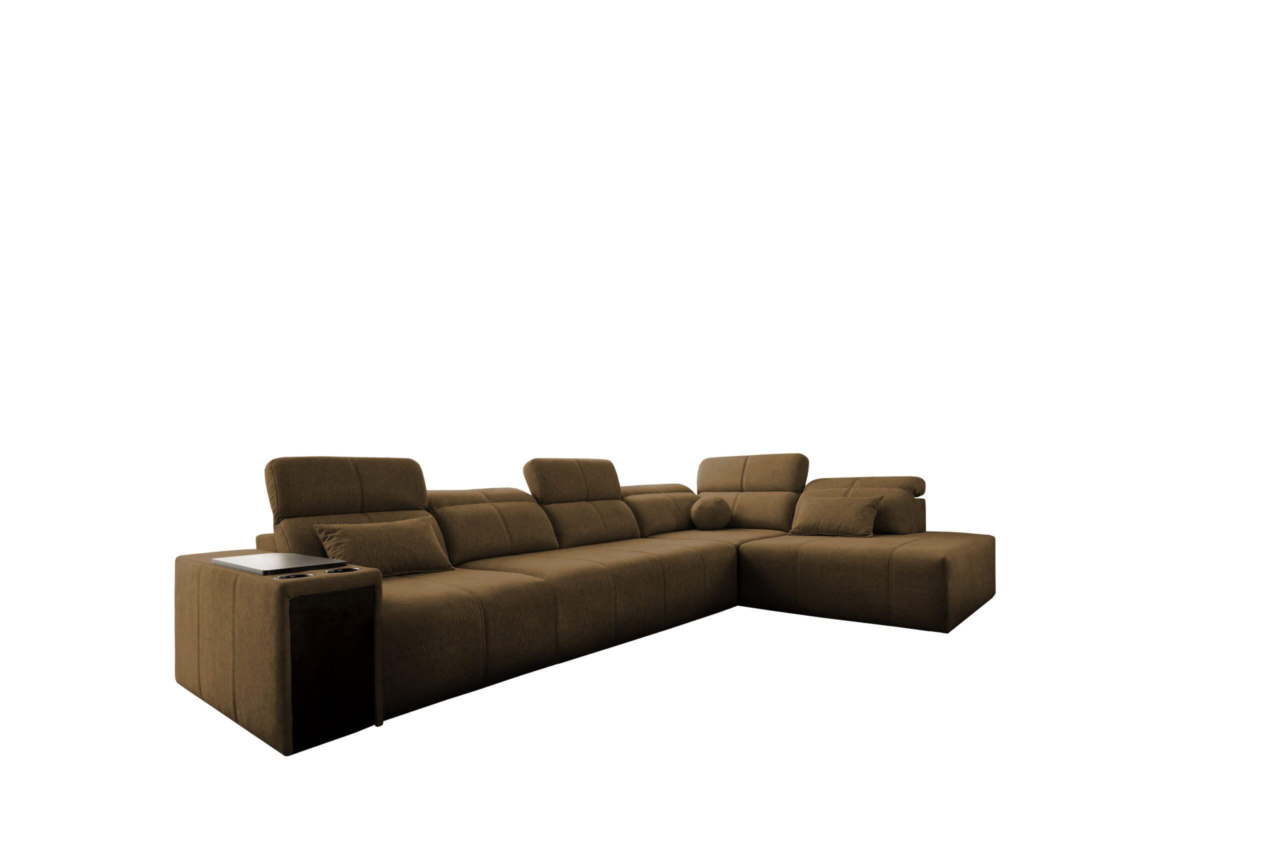 ECKSOFA L-Form Mindy XI Mit Schlaffunktion Und Verstellbarer Rückenlehne Stoff Verita Braun Rechts - Braun, Holz/Textil (350/230cm) - Kaiser Möbel