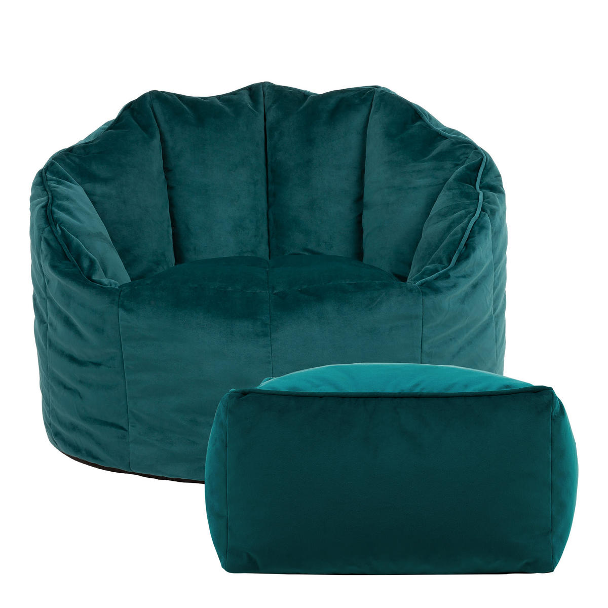 SITZSACK-SESSEL Sirena mit Hocker - Grün, Textil (77/64/74cm) - icon