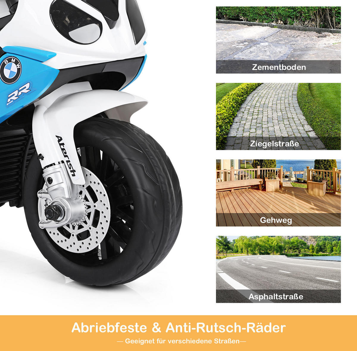 KINDERMOTORRAD BMW 6V Blau - Blau, Kunststoff (37/44/66cm) - COSTWAY