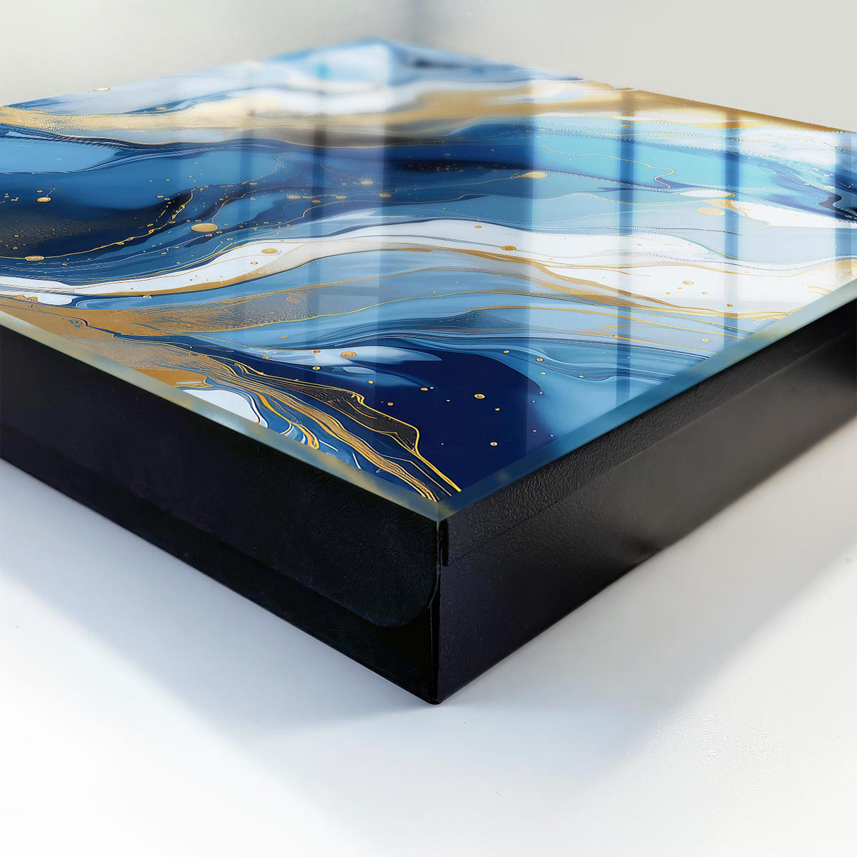 SCHLÜSSELBOX Schwarz 30x30 cm- Türöffnung nach rechts - Farbenfroher Wirbel - Blau, Metall (30/30/5cm) - TULUP