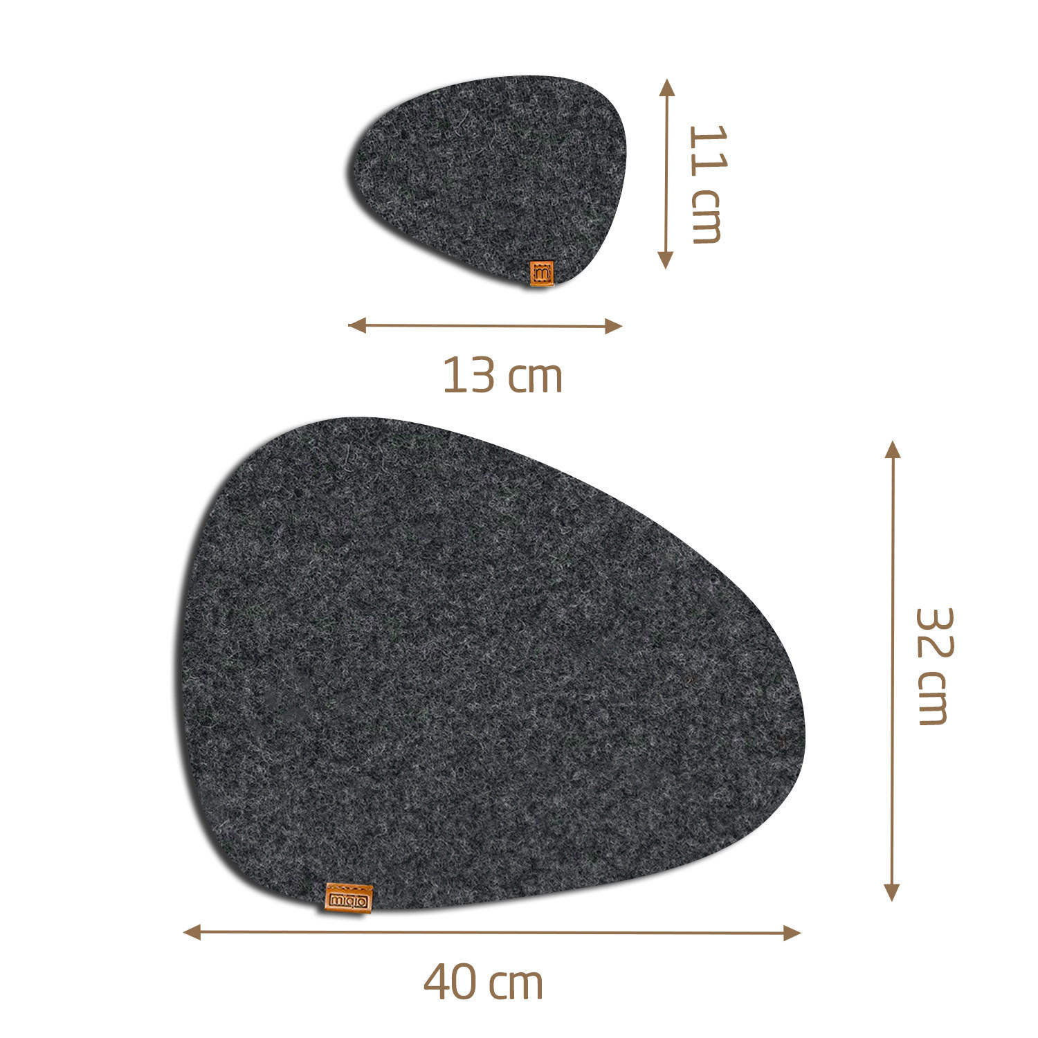 TISCHSETS Glasuntersetzer 12er-Set - Dunkelgrau, Textil (40/32/3cm) - Miqio Design