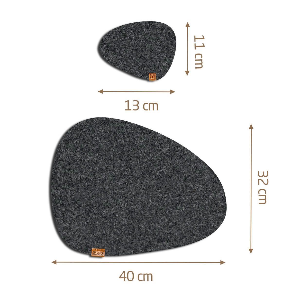 TISCHSETS Glasuntersetzer 12er-Set - Dunkelgrau, Textil (40/32/3cm) - Miqio Design
