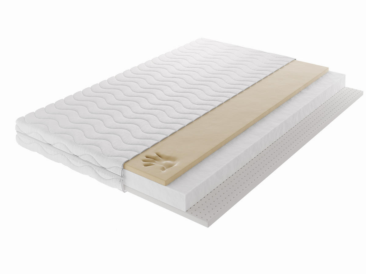 KALTSCHAUMMATRATZE RAVINI 160x200, H2, Höhe ca.: 16 cm - Weiß, Textil (160/200cm) - MASSENO