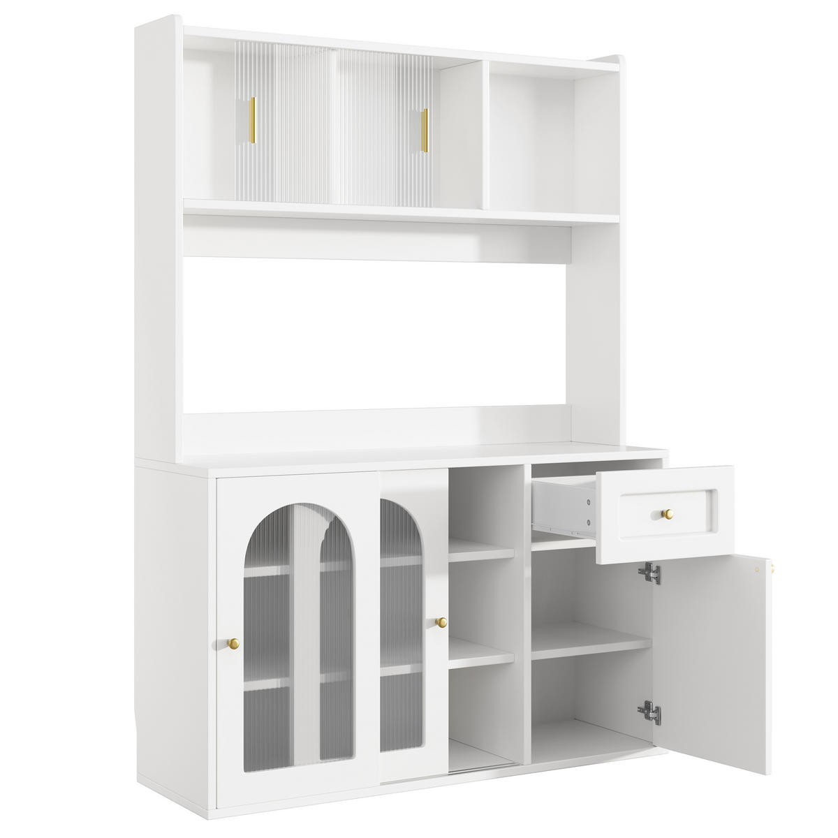 KÜCHENSCHRANK Hochschrank LED Verstellbare Ablagen Weiß - Weiß, Holzwerkstoff (120/167/35cm) - FLIEKS