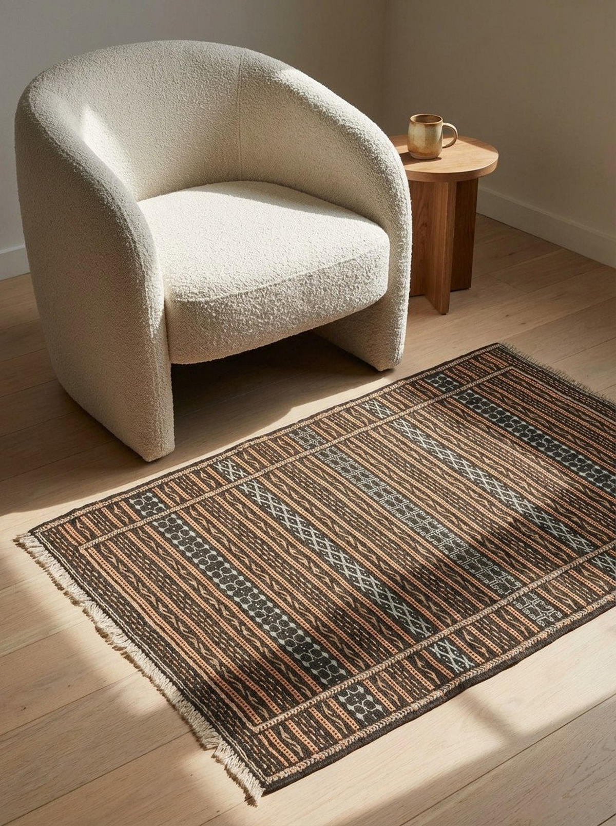 HANDWEBTEPPICH Kelim Kordi Schwarz 125/81 cm Schurwolle - Schwarz, Textil (81/125cm) - Looma