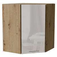 ECKHÄNGESCHRANK Essen W10/60 Weiß Hochglanz / Eiche Artisan Matt 60 / 60 / 72cm - Weiß Hochglanz/Eiche Artisan, Holz/Holzwerkstoff (60/72/60cm) - Feldmann-Wohnen