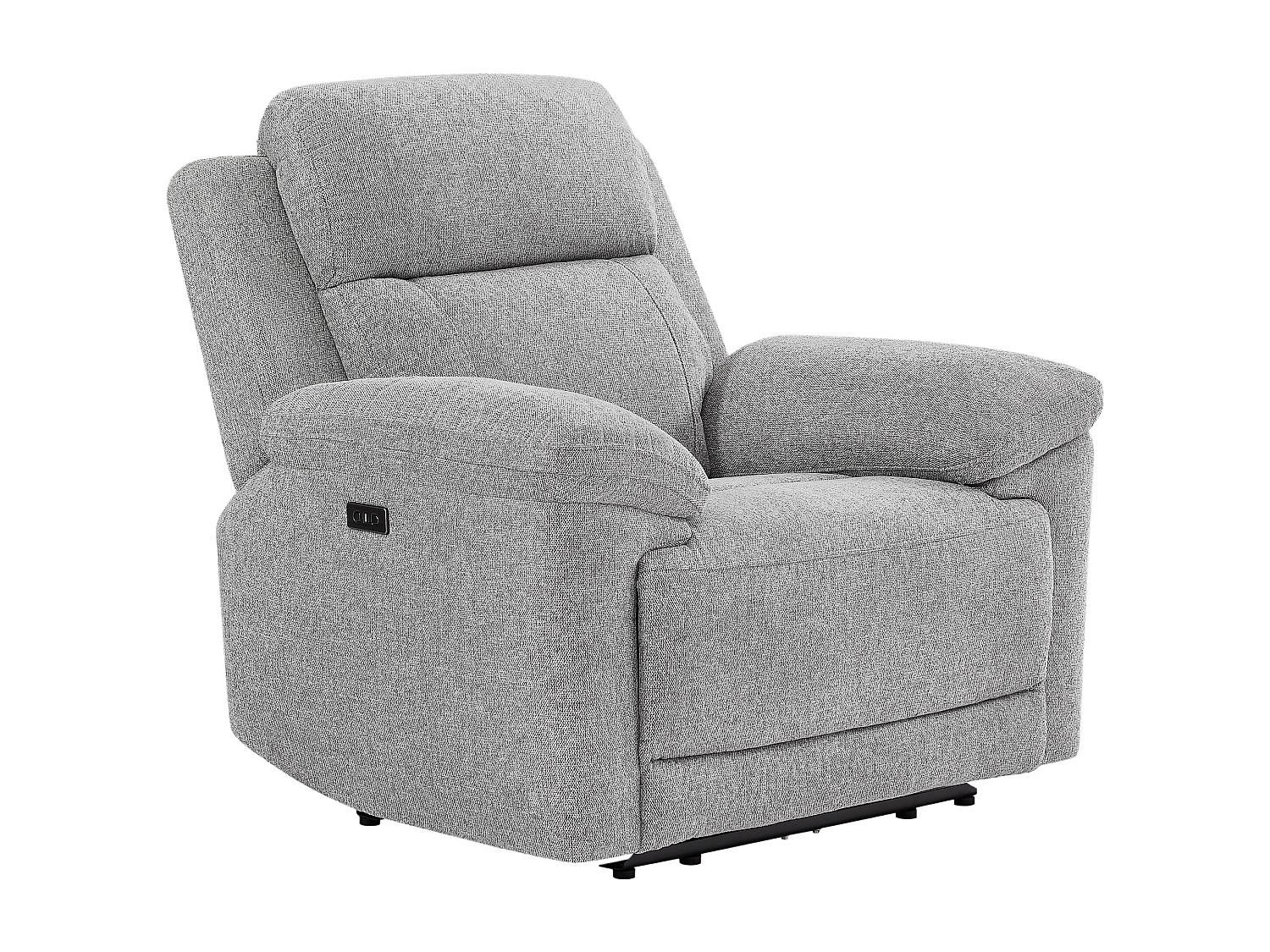 ELEKTRISCHER Relaxsessel aus meliertem grauem Stoff – KELUNO - Grau, Textil (110/104/98cm) - Vente-Unique