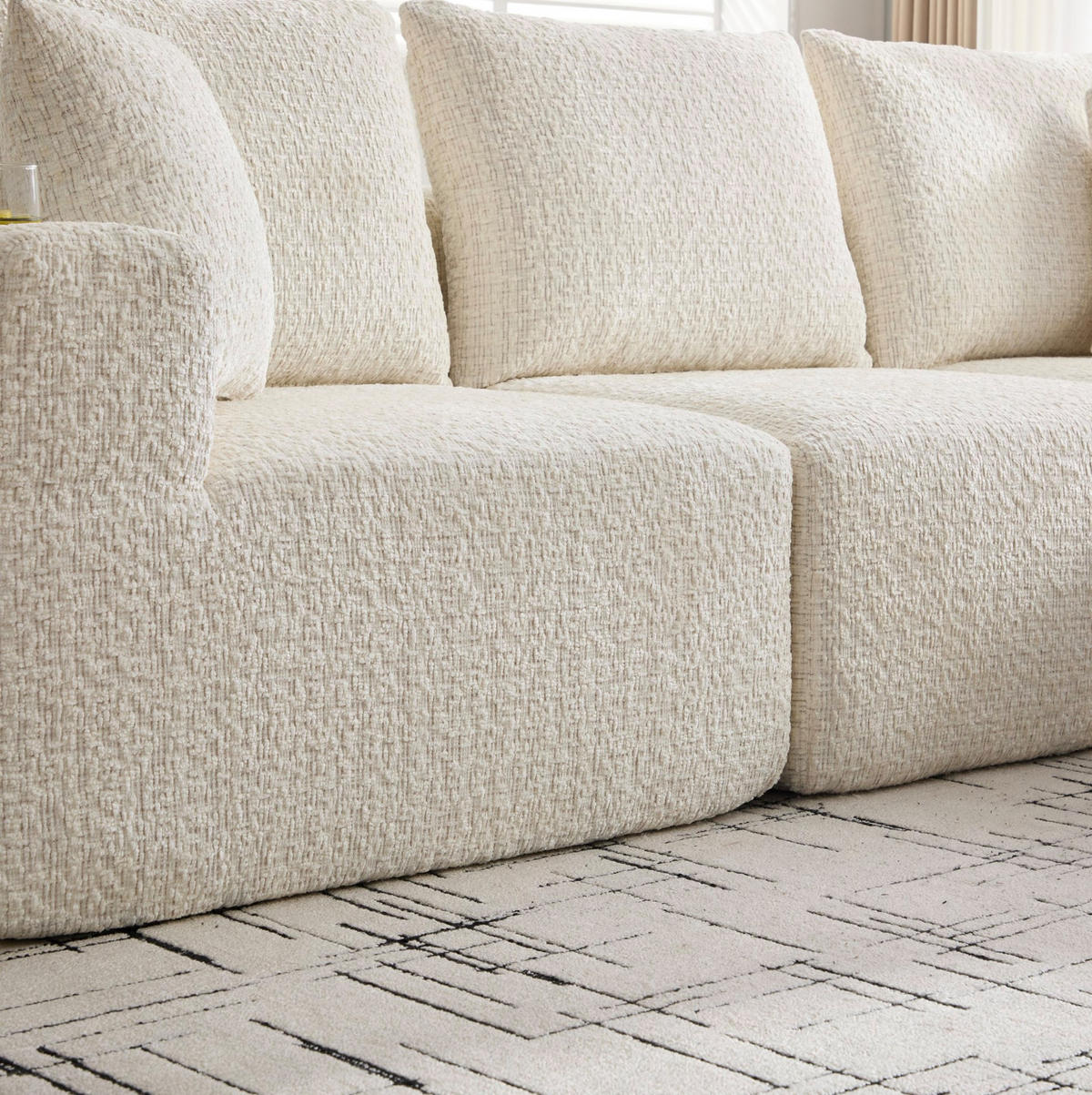 ECKSOFA 261/165/80,5 cm ohne Montage mit Getränkehaltern, Seitentaschen und modularem Chenille-Bezug, Beige - Beige, Textil (261/165cm) - Redom
