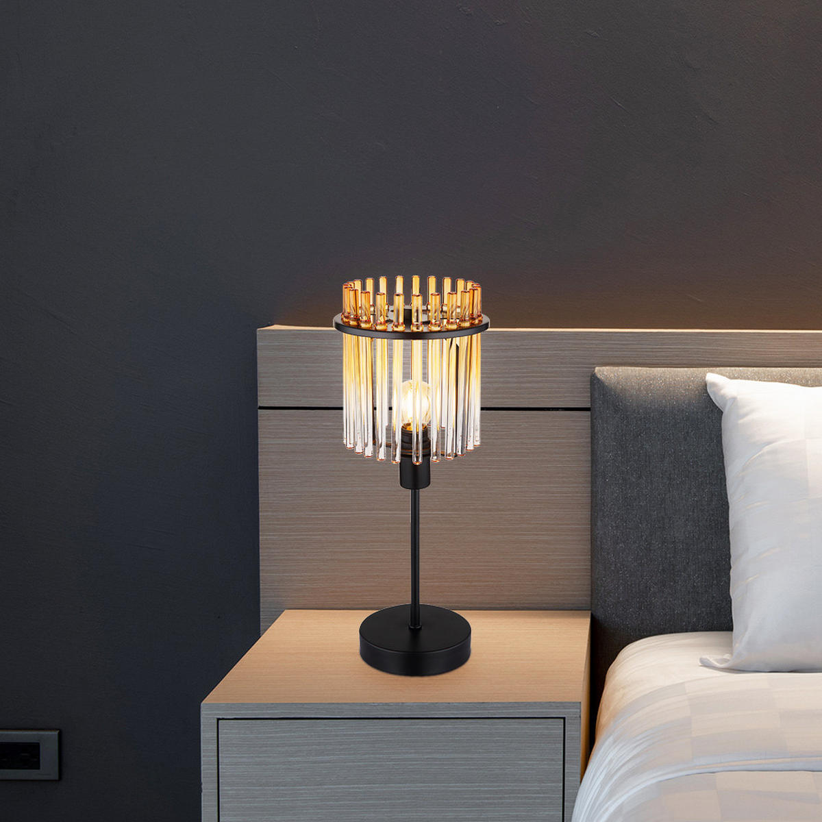 LED TISCHLEUCHTE Metall Orange - Orange, Glas (15/15/37.5cm) - Globo Lighting