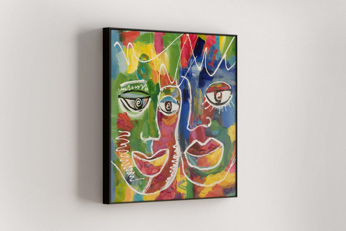 RUČNE MAĽOVANÝ AKRYLOVÝ OBRAZ 80/80 cm, viacfarebný, figurálny motív - viacfarebná, drevo/textil (80/80cm) - KUNSTLOFT