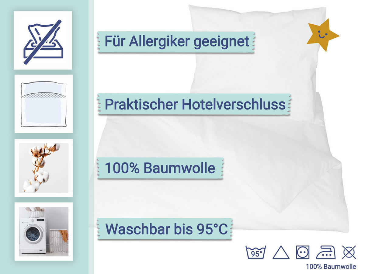 BETTWÄSCHE, 40x60 + 100x135 cm, 100% Baumwolle, Weiß - Weiß, Textil (100/135cm) - Zollner