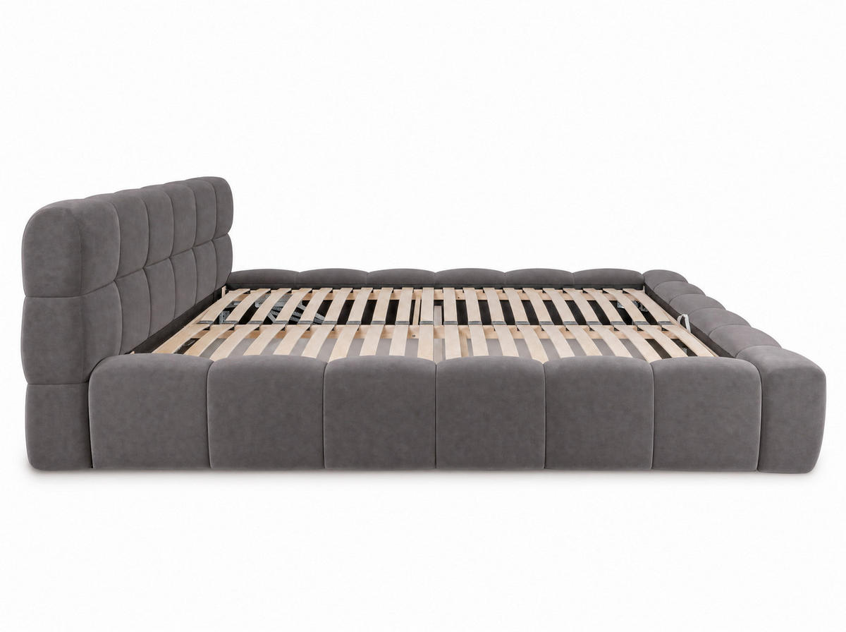POLSTERBETT Miley Grau 140/200 cm Samt mit Bettkasten - Grau, Holz/Textil (140/200cm) - wonello