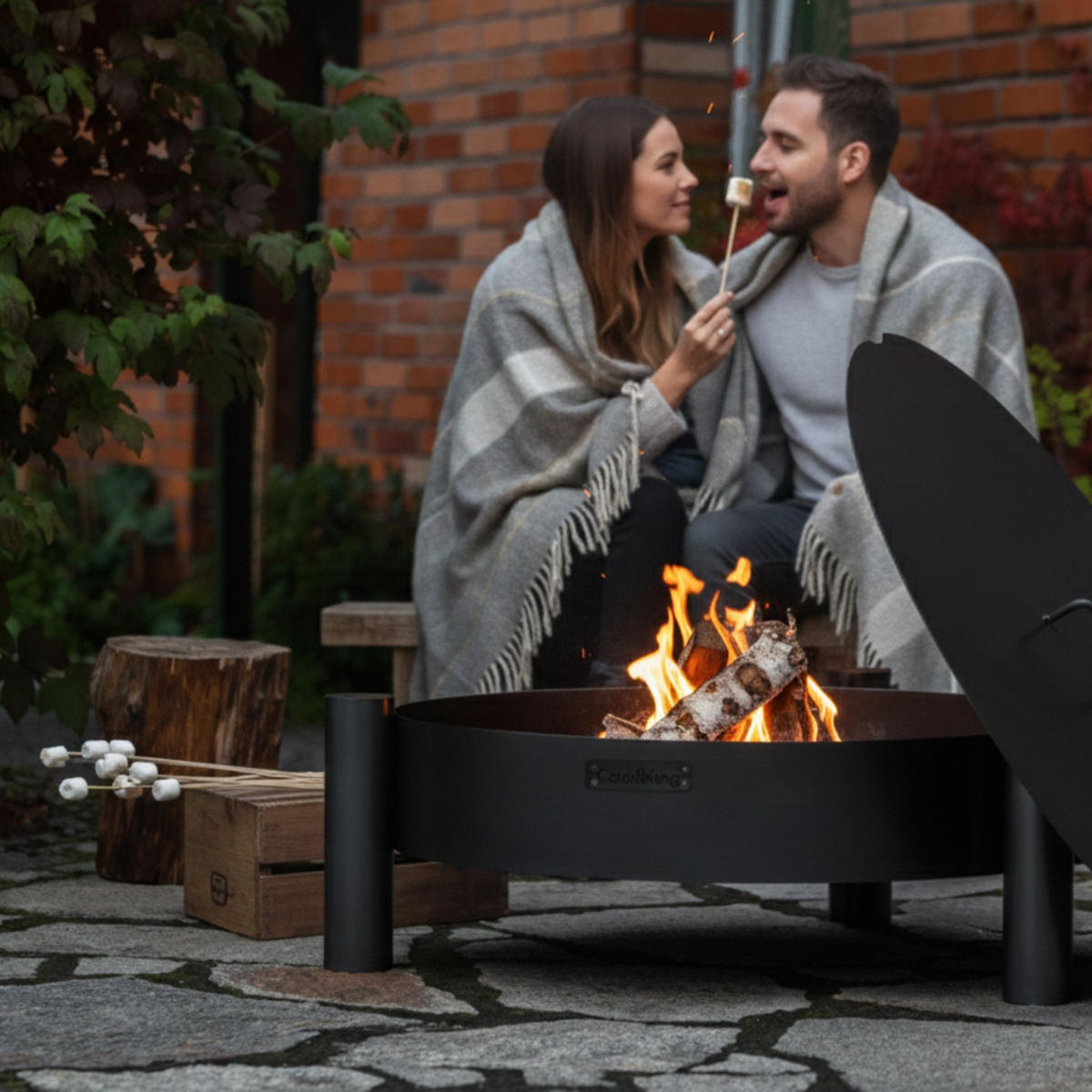 FEUERSCHALE Minnesota Stahl rund Ø 60 cm - Schwarz, Metall (60/30/60cm) - Mr. Deko