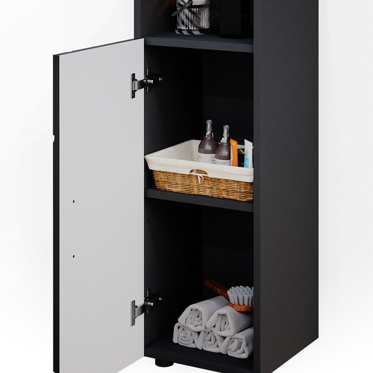 MIDISCHRANK Irma Anthrazit 30 x 95 cm - Schwarz Hochglanz/Anthrazit, Holzwerkstoff (30/95/30cm) - Vicco