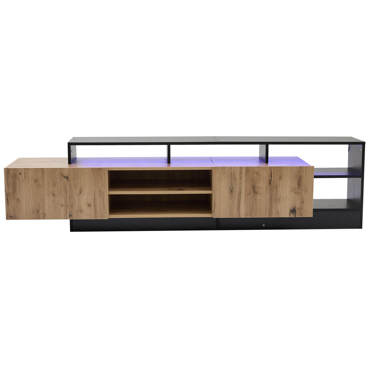 TV-SCHRANK mit LED 190 x 40 x 48,5 cm Spanplatte Black/Oak - Schwarz, Holzwerkstoff (190/48.5/40cm) - Beauniv