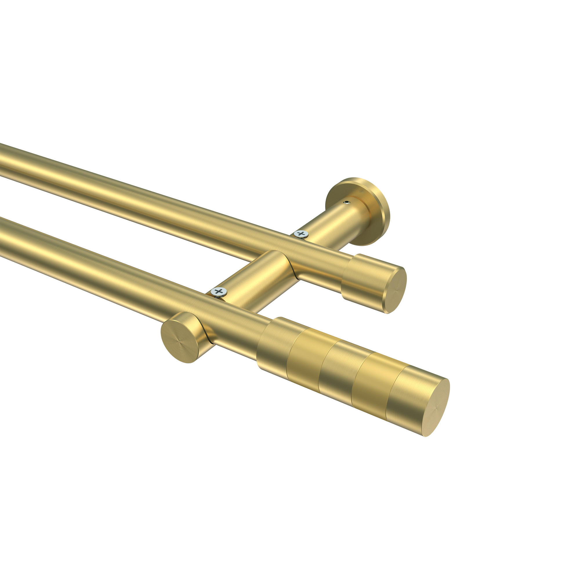 GARDINENSTANGE Platon Mavell 600 cm (geteilt in 3 x 200 cm), 2-läufig (ohne Ringe), 20 mm Ø Messing-Optik - Messingfarben/Goldfarben, Metall (600cm) - INTERDECO