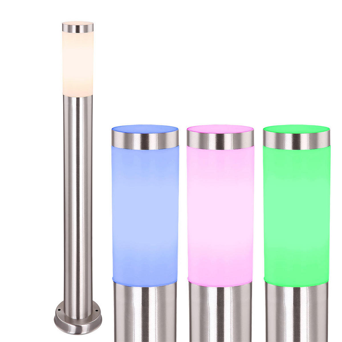 LED AUSSENLEUCHTE Edelstahl Silber - Silberfarben, Metall (11/11/80cm) - Globo Lighting