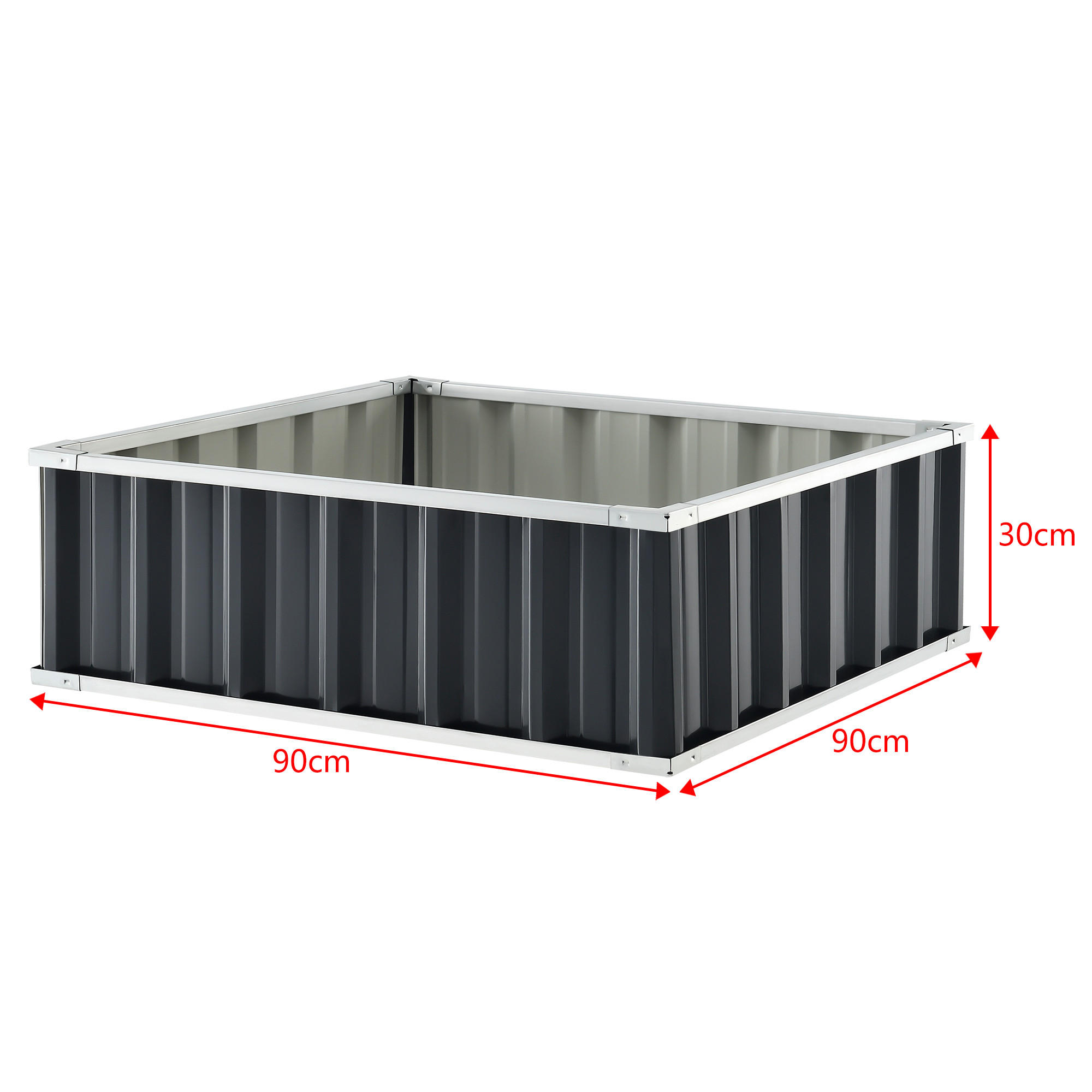 PFLANZBEET Zevenaar - Anthrazit, Metall (90/30/90cm) - [en.casa]