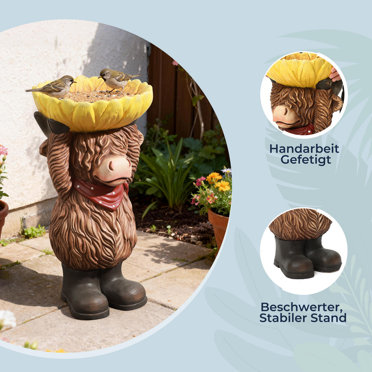 50CM H Hochland-Vogel-Futter- und Trinkautomat für den Außenbereich, aus MGO-Material, geeignet für Garten, Veranda und Hof - Multicolor, Kunststoff (28/50/28cm) - Hometopia