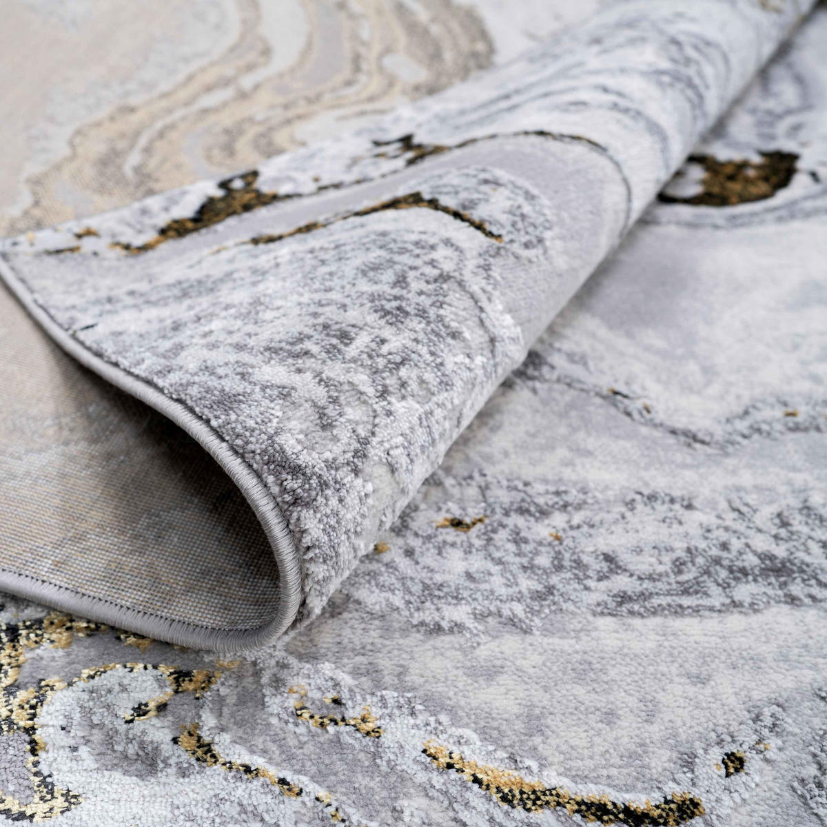 WEBTEPPICH Marmor Gold - Greige, Textil (190/280cm) - Kukoon Rugs