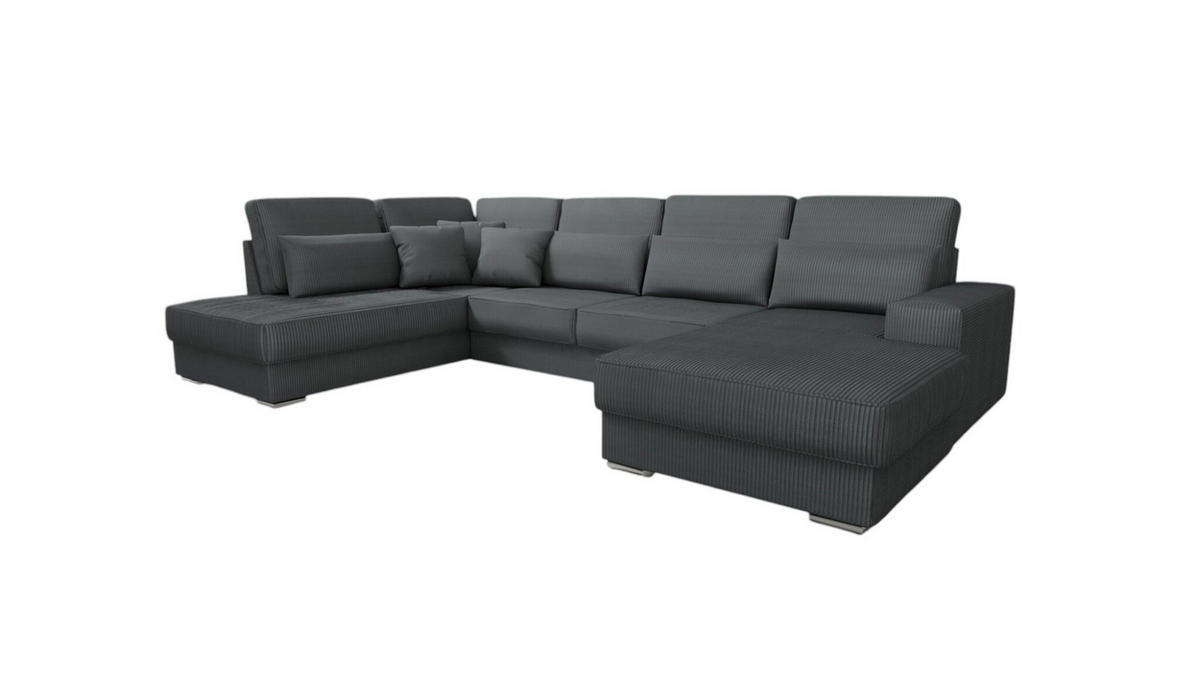 WOHNLANDSCHAFT Nevio In Scala - Dunkelgrau, Holzwerkstoff/Textil (401/88/226cm) - Fun Möbel