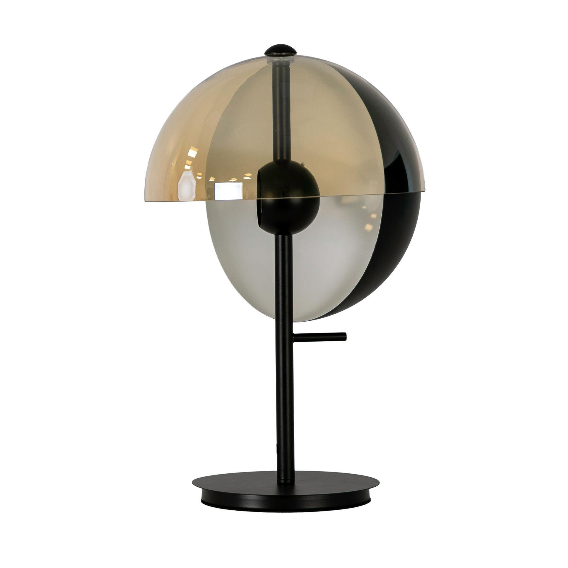 TISCHLEUCHTE aus bernsteinfarbenem Rauchglas und schwarzem und weißem Stahl mit Basis aus schwarzem Stahl Ø30/48 cm - Schwarz/Braun, Glas (30/30/48cm) - The Lumine