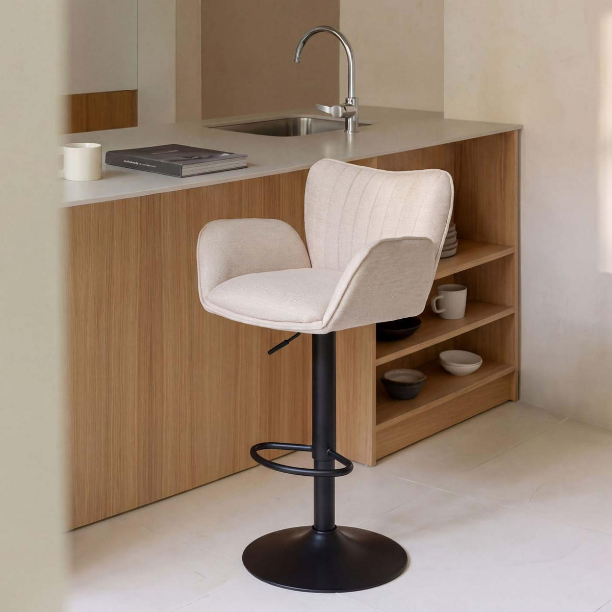 BARHOCKER Cremeweiß - Creme, Textil (50/110/45cm) - MCW