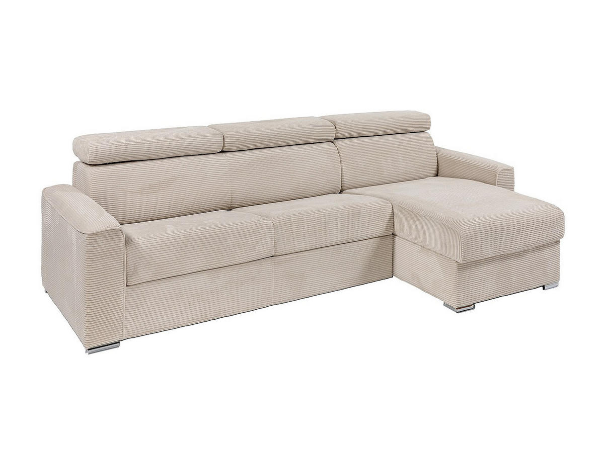 SCHLAFSOFA - 5 Personen-Sitzer - Samt, Stoff - Beige - - Beige, Textil (302/110/223cm) - Vente-Unique