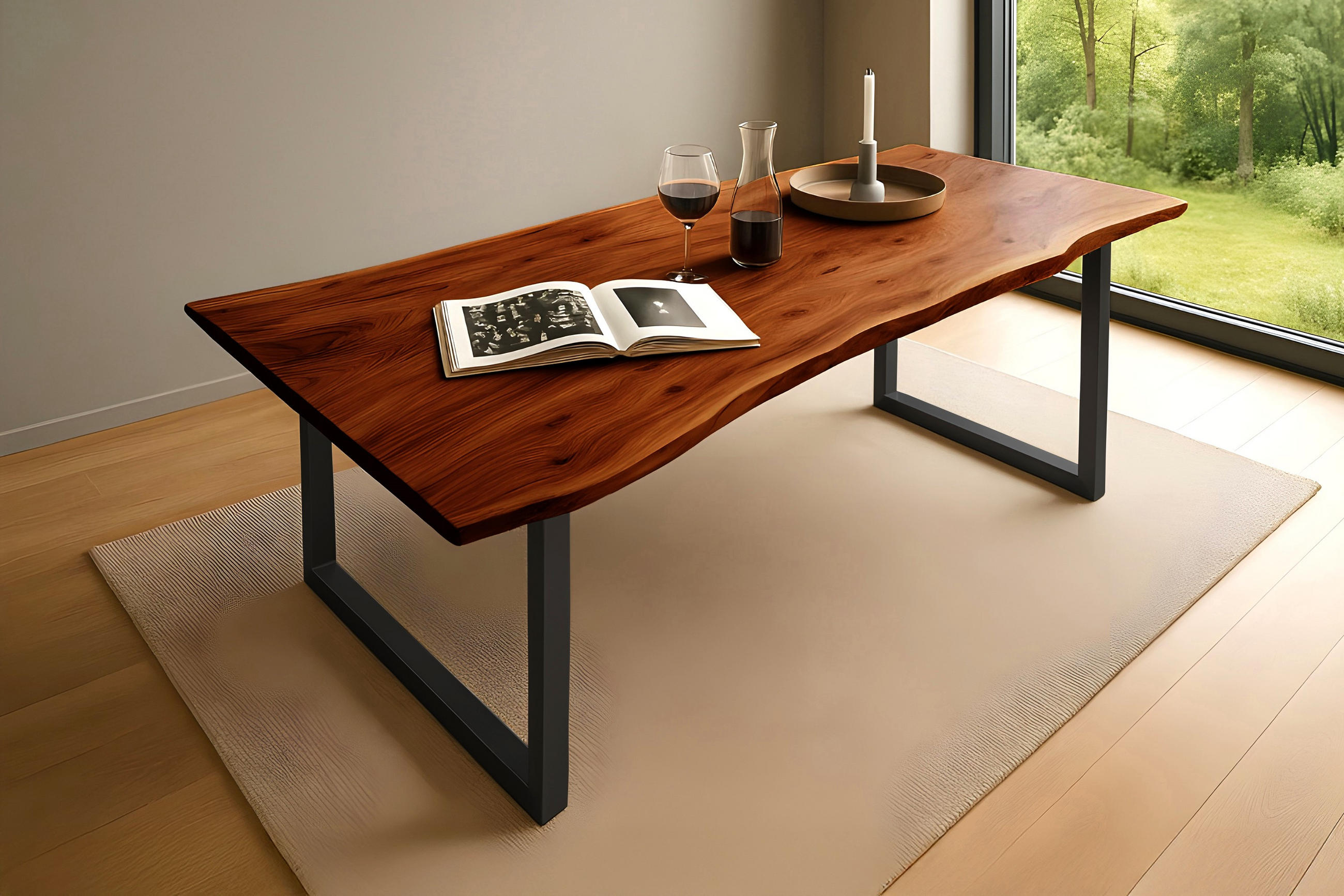 ESSTISCH MAX - Nussbaumfarben/Schwarz, Holz/Metall (100/200/77cm) - SAM