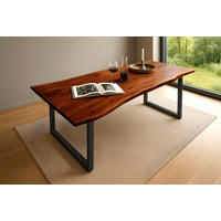 ESSTISCH MAX - Nussbaumfarben/Schwarz, Holz/Metall (100/200/77cm) - SAM