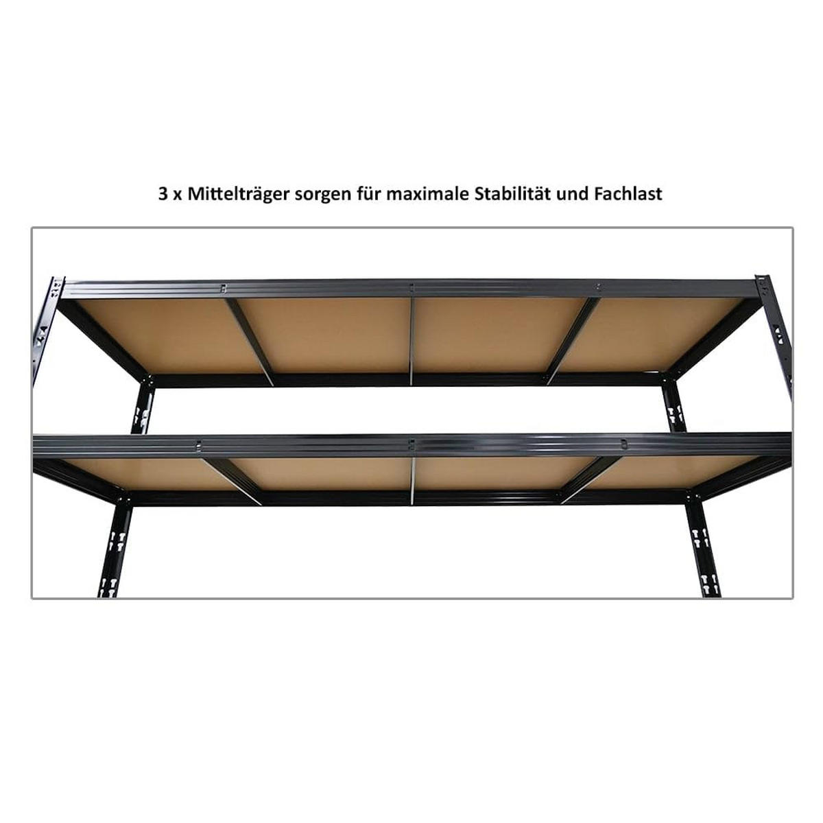 SCHWERLASTREGAL Bison 2er-Set mit 2x 200x200x60 cm 4 Fachböden Fachlast 600 kg Schwarz - Schwarz, Metall (400/200/60cm) - PROREGAL