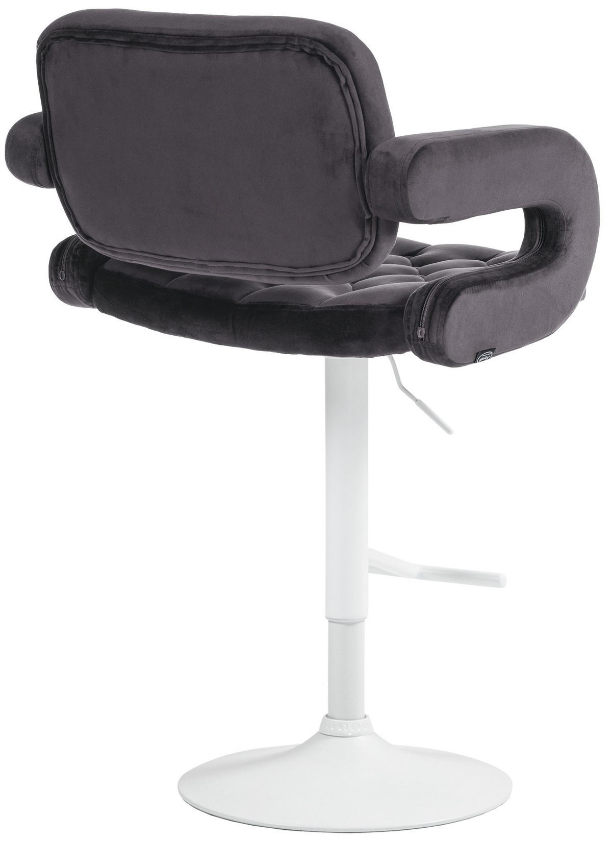 BARHOCKER Samt dunkelgrau - Dunkelgrau/Weiß, Textil (62/103/55cm) - CLP