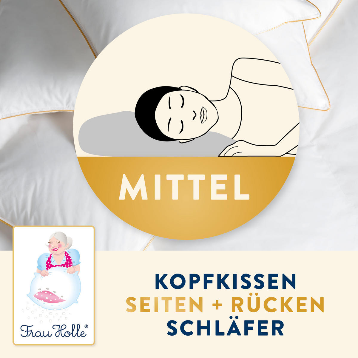 DAUNENKOPFKISSEN PRIMA Gänsedaunen medium - Weiß, Naturmaterialien/Textil (80/80cm) - Frau Holle