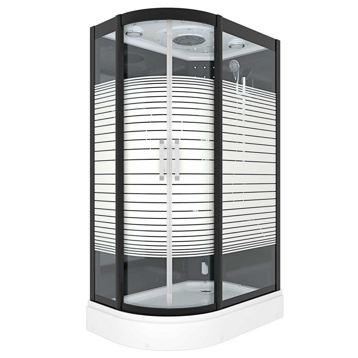 DAMPFDUSCHE Sauna Duschkabine D30-73M3L 120x80 cm - Schwarz, Glas/Kunststoff (120/80/215cm) - AcquaVapore by Sandra Jentho